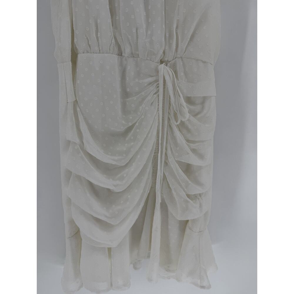 NEW Lena White Sleeveless Halter Neck Mini Dress Polka Dot Cinch Hem Large - Picture 4 of 11